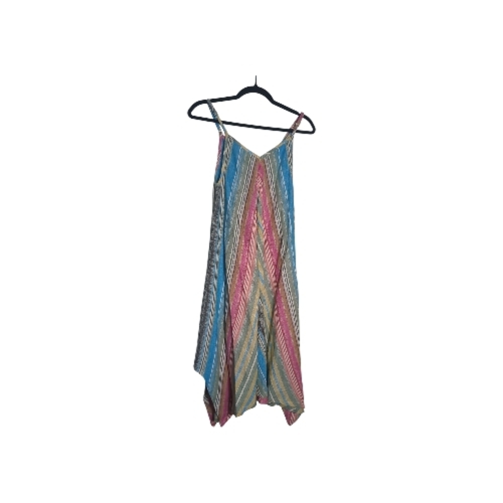 Rocks & Indigo Large Boho Striped Linen Blend Dress Size Flowy Summer Coastal